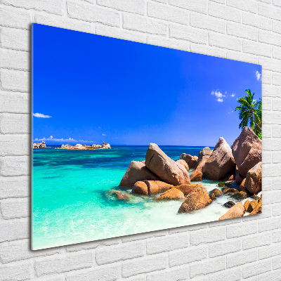 Quadro in vetro acrilico Spiaggia delle Seychelles