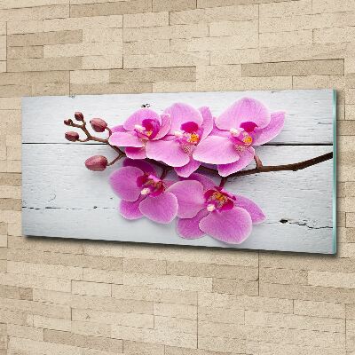 Quadro vetro acrilico Orchidea su legno