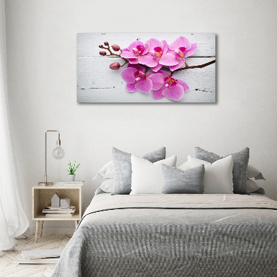 Quadro vetro acrilico Orchidea su legno