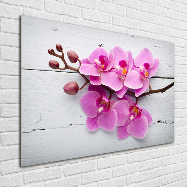 Quadro vetro acrilico Orchidea su legno