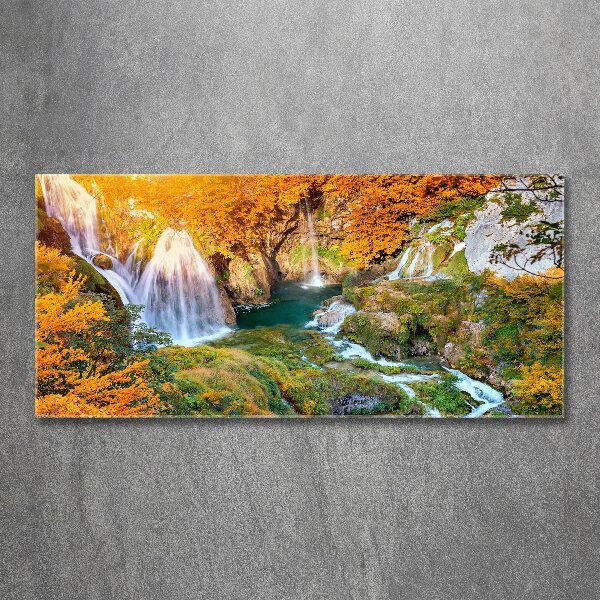 Quadro vetro acrilico Cascata in autunno