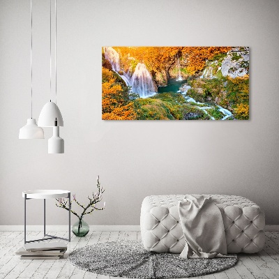 Quadro vetro acrilico Cascata in autunno