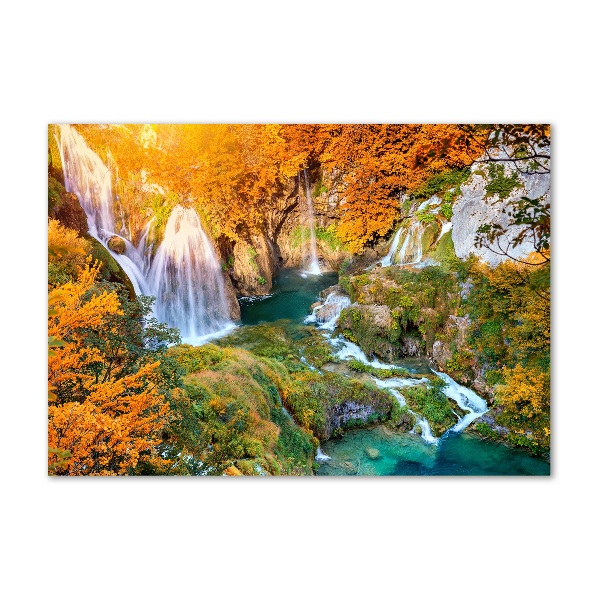 Quadro vetro acrilico Cascata in autunno