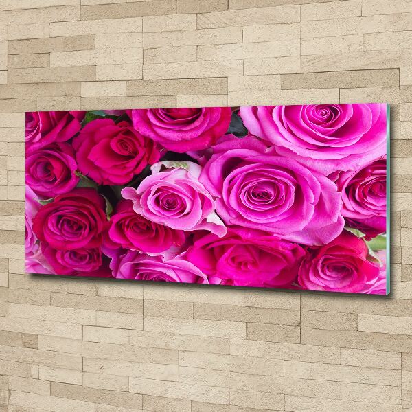 Quadro in vetro acrilico Bouquet di rose rosa
