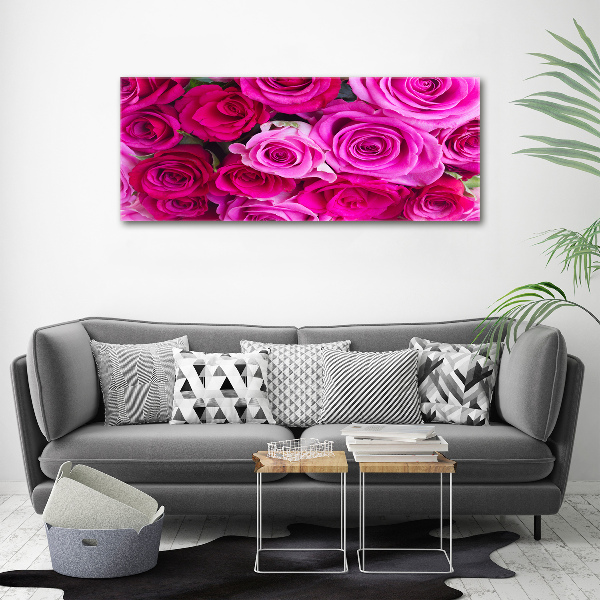 Quadro in vetro acrilico Bouquet di rose rosa