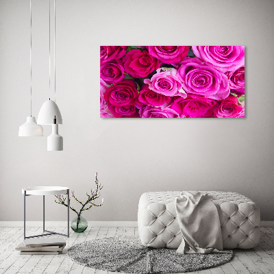 Quadro in vetro acrilico Bouquet di rose rosa