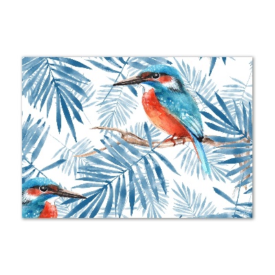 Quadro in vetro acrilico Piante e uccelli