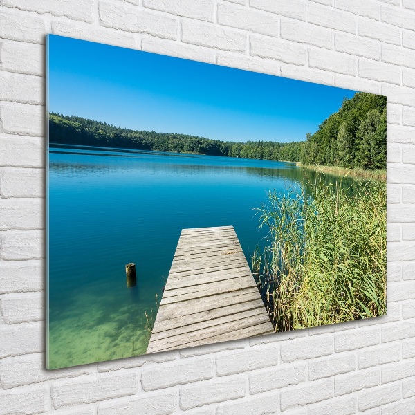 Quadro su vetro acrilico Molo sul lago