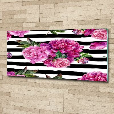 Quadro su vetro acrilico Peonie rosa