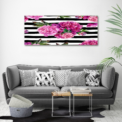 Quadro su vetro acrilico Peonie rosa