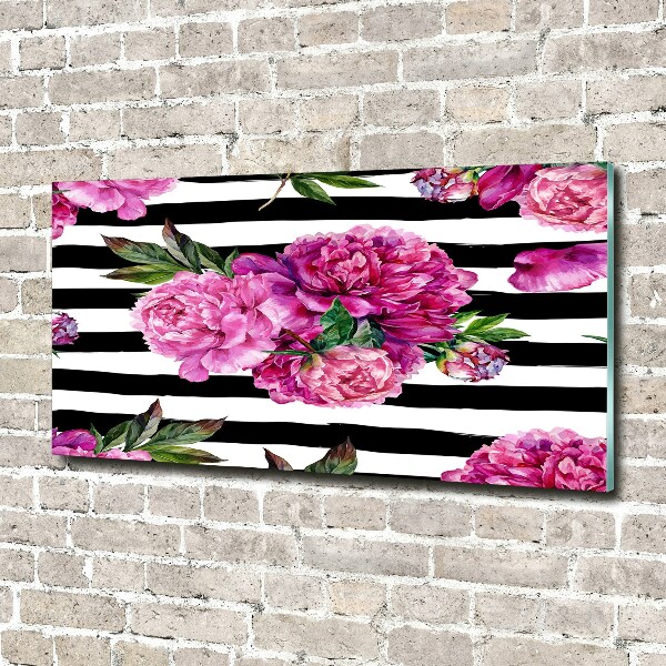 Quadro su vetro acrilico Peonie rosa