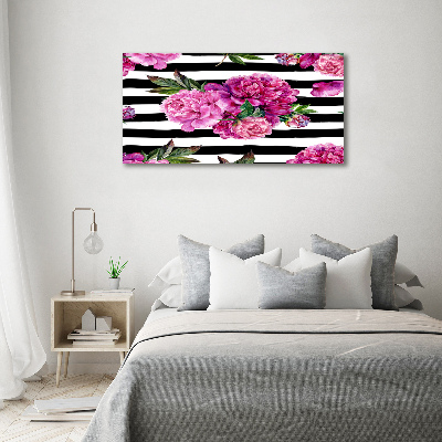 Quadro su vetro acrilico Peonie rosa