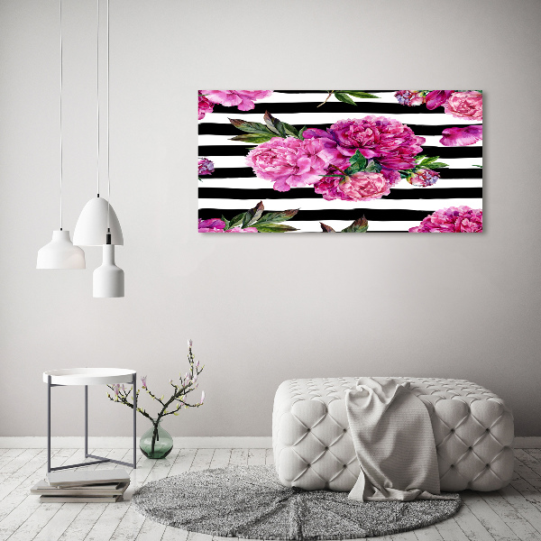 Quadro su vetro acrilico Peonie rosa