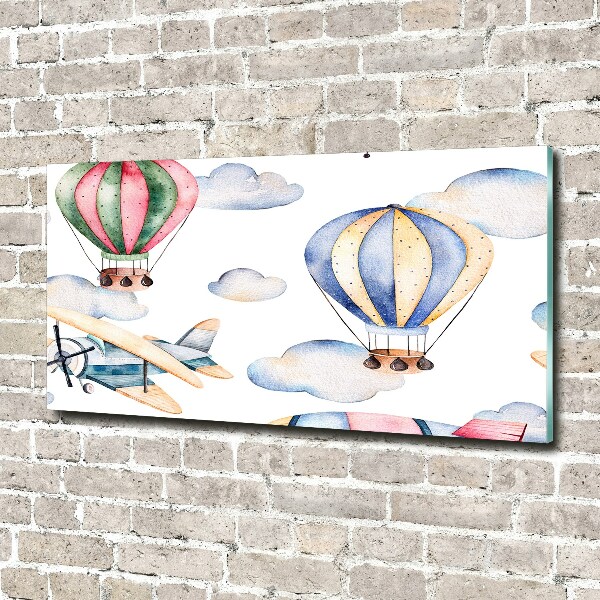 Quadro vetro acrilico Aerei e mongolfiere
