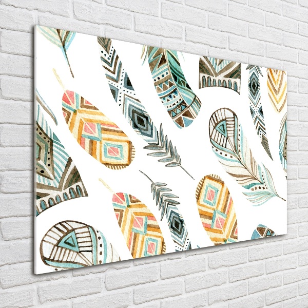 Quadro su vetro acrilico Piume etniche