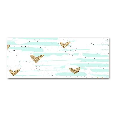 Quadro in vetro acrilico Sfondo con cuori d'oro