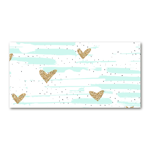 Quadro in vetro acrilico Sfondo con cuori d'oro