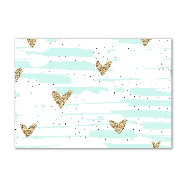 Quadro in vetro acrilico Sfondo con cuori d'oro