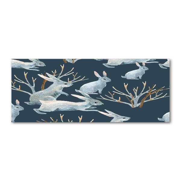 Quadro in vetro acrilico Conigli in inverno