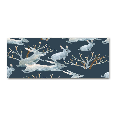 Quadro in vetro acrilico Conigli in inverno