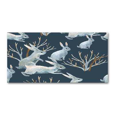 Quadro in vetro acrilico Conigli in inverno