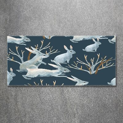 Quadro in vetro acrilico Conigli in inverno