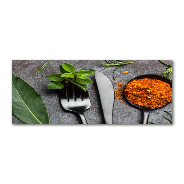 Quadro in vetro acrilico Posate e spezie