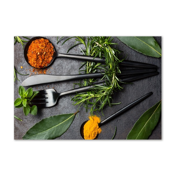 Quadro in vetro acrilico Posate e spezie