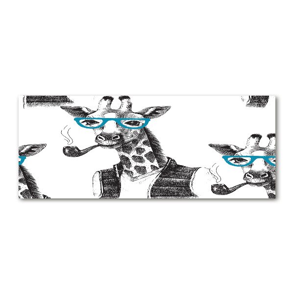 Quadro vetro acrilico Giraffa con gli occhiali