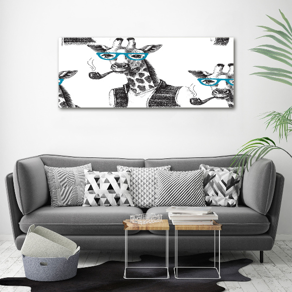 Quadro vetro acrilico Giraffa con gli occhiali