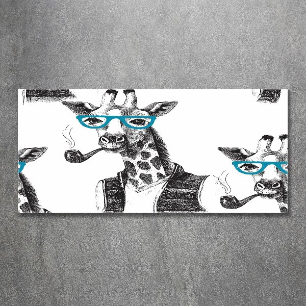 Quadro vetro acrilico Giraffa con gli occhiali