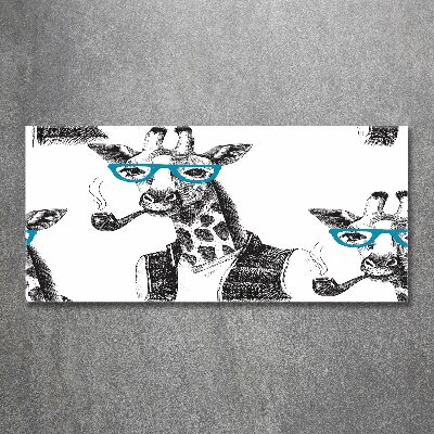 Quadro vetro acrilico Giraffa con gli occhiali