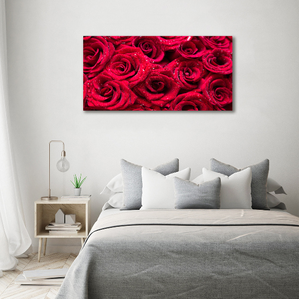 Quadro vetro acrilico Gocce sulle rose