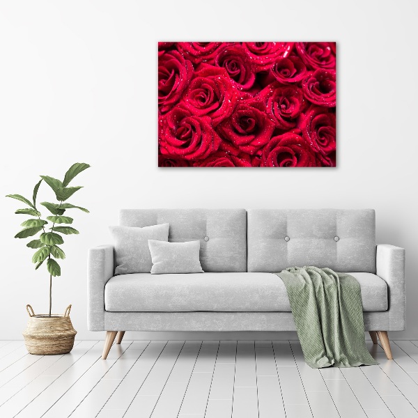 Quadro vetro acrilico Gocce sulle rose