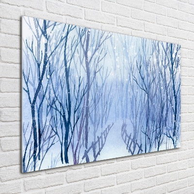 Quadro in vetro acrilico Foresta in inverno