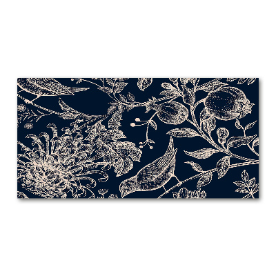 Quadro in vetro acrilico Fiori e uccelli