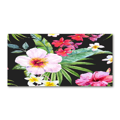 Quadro in vetro acrilico Fiori hawaiani