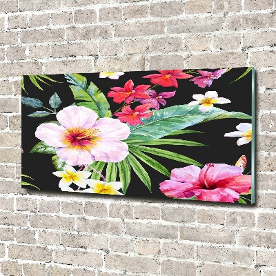 Quadro in vetro acrilico Fiori hawaiani