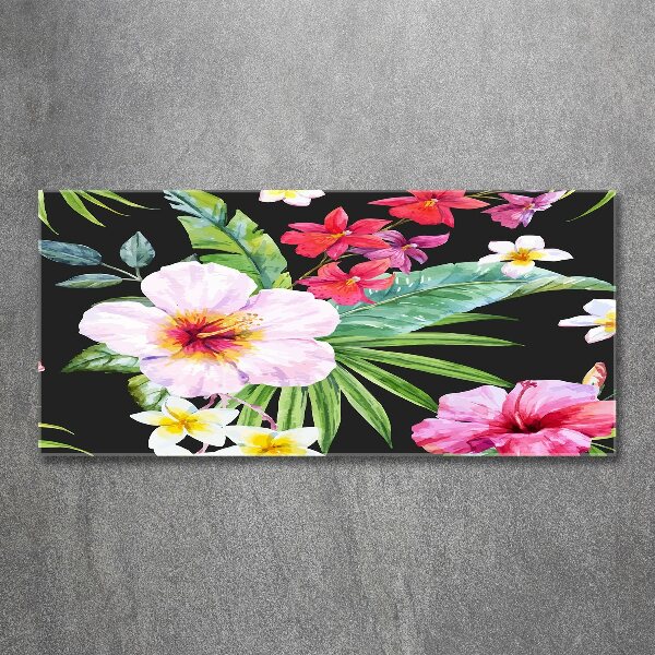 Quadro in vetro acrilico Fiori hawaiani