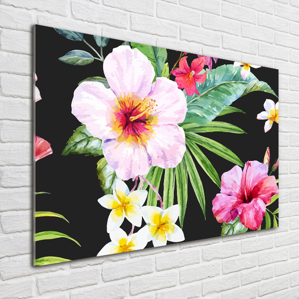 Quadro in vetro acrilico Fiori hawaiani