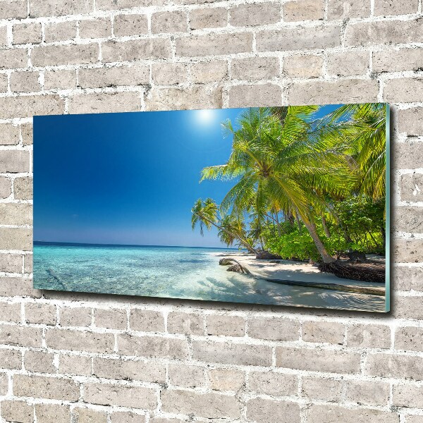 Quadro in vetro acrilico Spiaggia delle Maldive