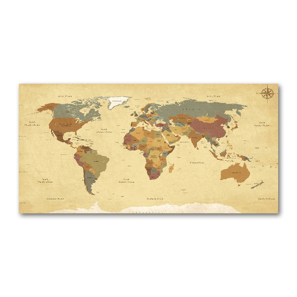 Quadro su vetro acrilico Mappa politica