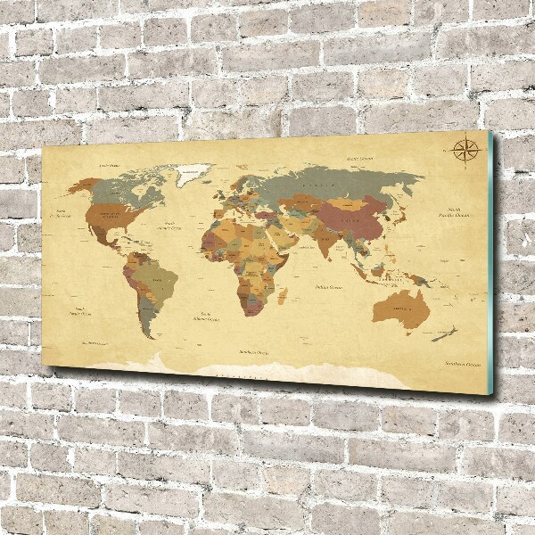 Quadro su vetro acrilico Mappa politica