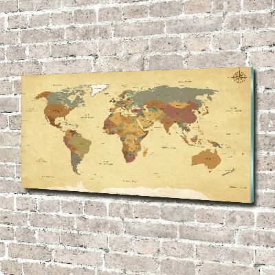 Quadro su vetro acrilico Mappa politica