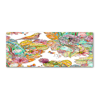 Quadro in vetro acrilico Uccello e ornamenti