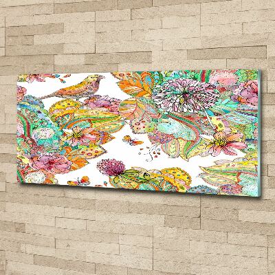 Quadro in vetro acrilico Uccello e ornamenti