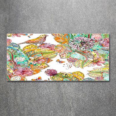 Quadro in vetro acrilico Uccello e ornamenti