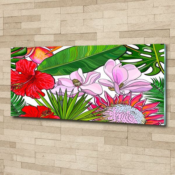 Quadro in vetro acrilico Fiori hawaiani
