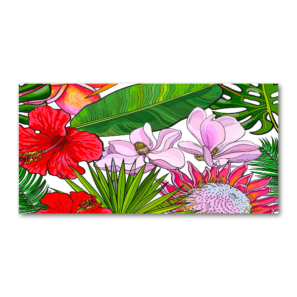 Quadro in vetro acrilico Fiori hawaiani