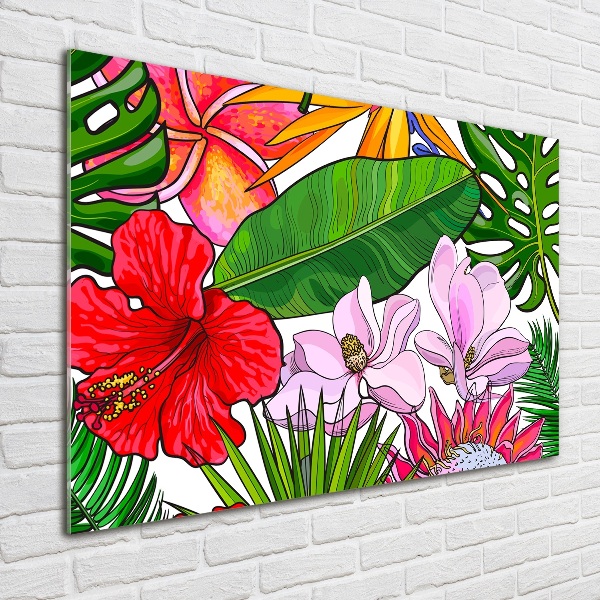 Quadro in vetro acrilico Fiori hawaiani